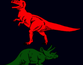 Dibujo Triceratops y tiranosaurios rex pintado por geibryel