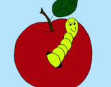 Dibujo Manzana con gusano pintado por 13213213213