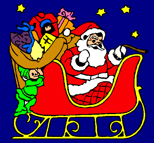 Dibujo Papa Noel en su trineo pintado por gemmalasa