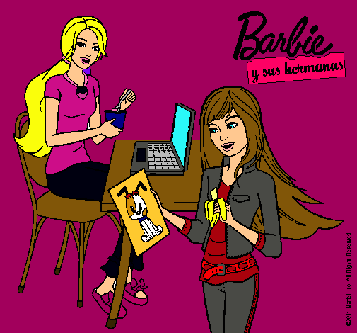 Barbie y su hermana merendando