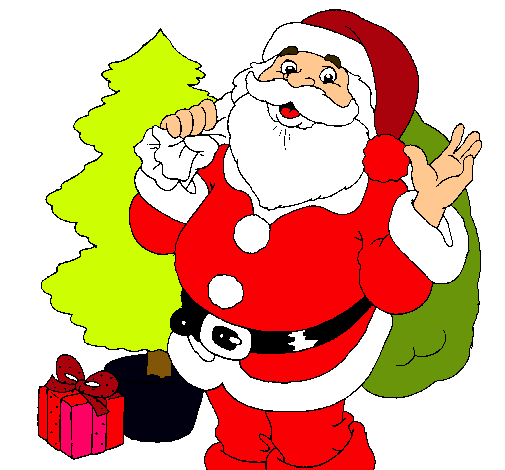 Dibujo Santa Claus y un árbol de navidad pintado por susir