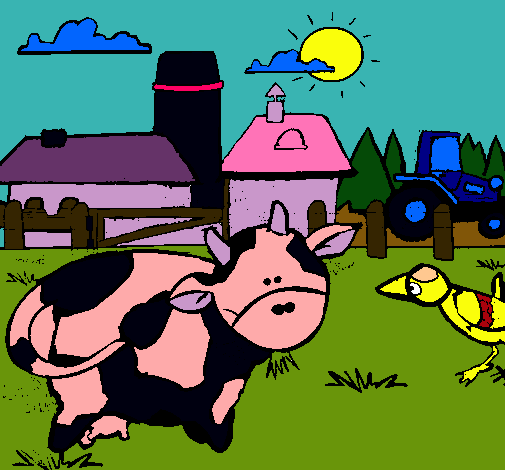 Vaca en la granja