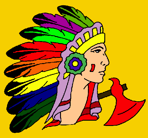 Dibujo Indio con grandes plumas pintado por Adelpho