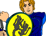 Dibujo Caballero con escudo de león pintado por jenflipip