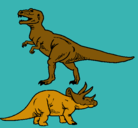 Dibujo Triceratops y tiranosaurios rex pintado por SER010404