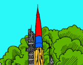 Dibujo Lanzamiento cohete pintado por JCRR