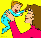 Dibujo Madre con su bebe pintado por romo