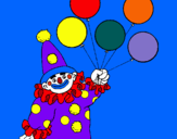 Dibujo Payaso con globos pintado por dibujante