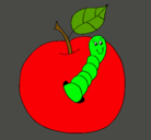Dibujo Manzana con gusano pintado por Danuu