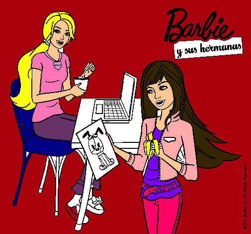 Barbie y su hermana merendando