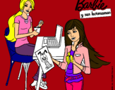 Dibujo Barbie y su hermana merendando pintado por rrrrrrrrrrrr