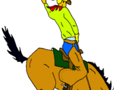 Dibujo Vaquero en caballo pintado por carraco