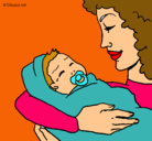 Dibujo Madre con su bebe II pintado por romo