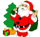 Dibujo Santa Claus y un árbol de navidad pintado por papanoe