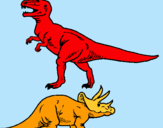 Dibujo Triceratops y tiranosaurios rex pintado por YESHIKA