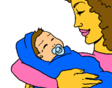 Dibujo Madre con su bebe II pintado por carmenms12