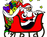 Dibujo Papa Noel en su trineo pintado por manuxx