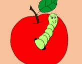 Dibujo Manzana con gusano pintado por kevinn
