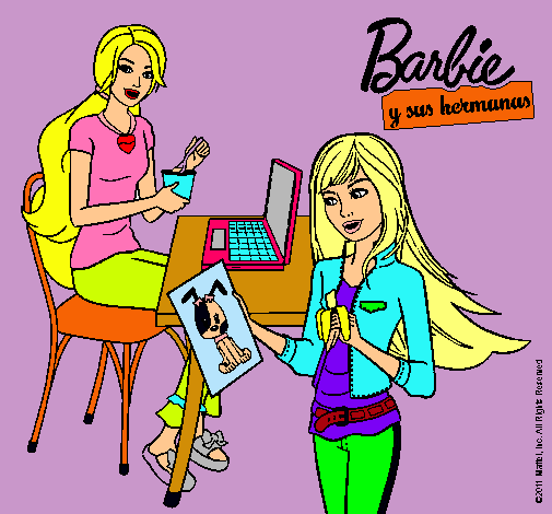 Barbie y su hermana merendando