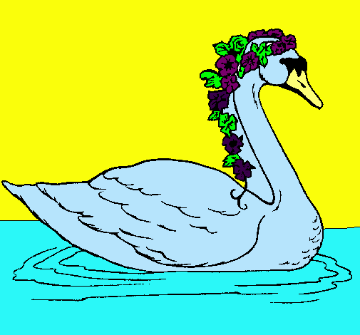 Cisne con flores