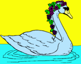 Dibujo Cisne con flores pintado por jara