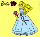 Dibujo Barbie vestida de novia pintado por jara