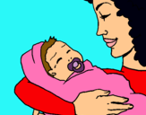 Dibujo Madre con su bebe II pintado por Poito