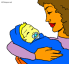 Dibujo Madre con su bebe II pintado por neneymama