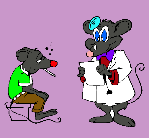 Doctor y paciente ratón