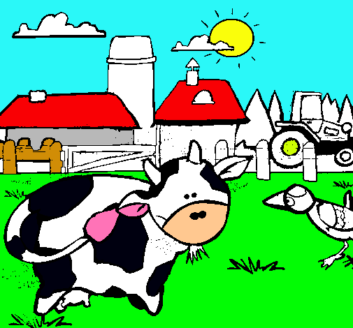 Vaca en la granja