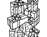 Dibujo Una montaña de regalos pintado por navidades
