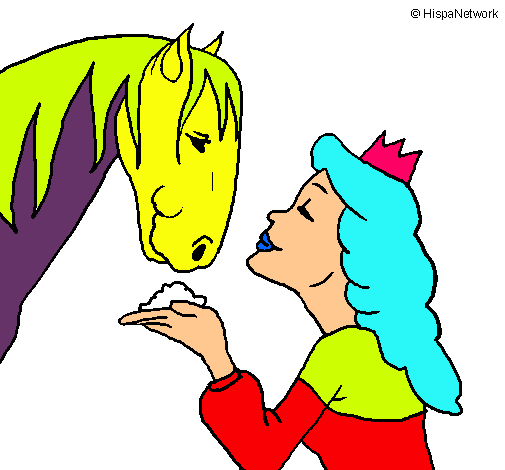 Dibujo Princesa y caballo pintado por discoteca