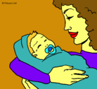 Dibujo Madre con su bebe II pintado por jeily