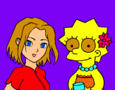 Dibujo Sakura y Lisa pintado por diez  