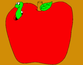 Dibujo Gusano en la fruta pintado por isabel2001
