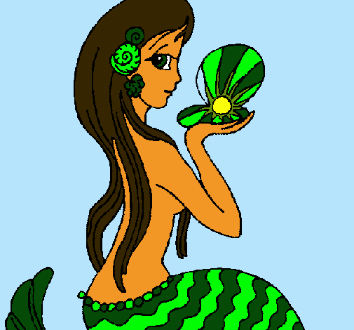 Dibujo Sirena y perla pintado por soledad28