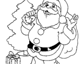 Dibujo Santa Claus y un árbol de navidad pintado por laura0195