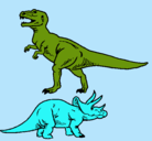 Dibujo Triceratops y tiranosaurios rex pintado por lico