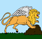 Dibujo León alado pintado por Adelpho