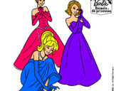 Dibujo Barbie y sus amigas vestidas de gala pintado por ernesotto