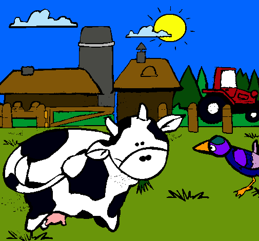 Vaca en la granja