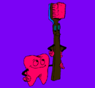 Dibujo Muela y cepillo de dientes pintado por 4386397647t3