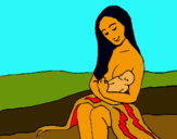 Dibujo Madre con su bebe pintado por souza
