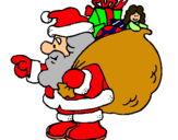 Dibujo Papa Noel con el saco de regalos pintado por claudix