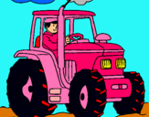 Dibujo Tractor en funcionamiento pintado por lois