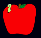 Dibujo Gusano en la fruta pintado por FLORRRRR