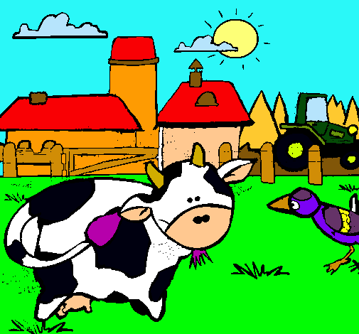 Vaca en la granja