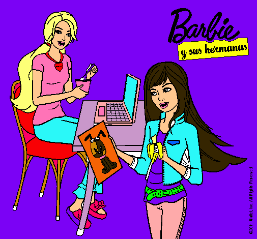 Barbie y su hermana merendando