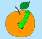 Dibujo Manzana con gusano pintado por Ferchs