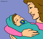 Dibujo Madre con su bebe II pintado por edliana25
